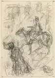 Study for Hoffmansthal: Eine Reitergeschichte by Alfred Kubin, pencil on paper, sold Jun 2019