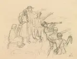 The holidaymakers by Alfred Kubin, pencil on paper, offered Jun 2019