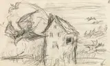 Das Haus der Vampyre (sketch for: Phantasien im Böhmerwald) by Alfred Kubin, pencil on paper, sold Jun 2019
