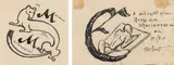 Mixed lot: two greeting cards for Marianne (for the Marianneum) by Alfred Kubin, India ink on paper, sold Jun 2019