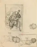 Alfred Kubin, Cello player (sketches, verso and recto)