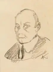 Portrait study by Alfred Kubin, 1909, India ink, wash on paper, sold Jun 2019