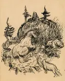 Wilderness by Alfred Kubin, India ink on paper, sold Jun 2019