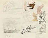Alfred Kubin, Studies (verso and recto), c. 1908, pencil, India ink, watercolour on paper