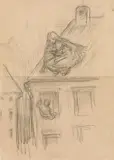 Magician and witch by Alfred Kubin, pencil on paper, sold Jun 2019