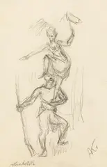 Acrobatics by Alfred Kubin, pencil on paper, sold Jun 2019