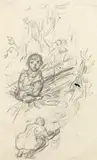 Child and riding witch, study by Alfred Kubin, pencil on paper, offered Jun 2019