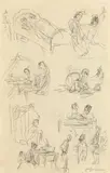 Alfred Kubin, Figure studies recto, figure and animal studies verso