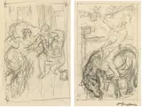 Mixed lot: two studies for Thomas Hardy: Der angekündigte Gast by Alfred Kubin, pencil on paper, sold Jun 2019
