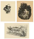 Alfred Kubin, Mixed lot: three works (Die Hexe, Das Donauweibchen und Straßenszene), lithographs on paper