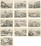 Alfred Kubin, Mixed lot: 13 litographs for Otto Stoessl "Rauhnacht, 1925, pen lithographs on paper, two works unframed