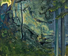 Forest landscape by Koloman Moser, c. 1912, oil on cardboard, sold Jun 2019
