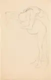 Pregnant woman bending forward, embraced by a man (study in the context of "Die Hoffnung II") by Gustav Klimt, 1904/05, pencil on paper, sold Jun 2019