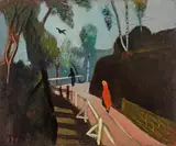 Josef Dobrowsky, Motive near Karlsbad, 1947, oil on hardboard