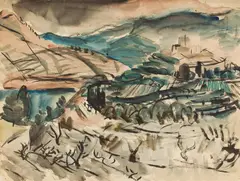 Landscape by Willy Eisenschitz, watercolour on paper, offered Jun 2019