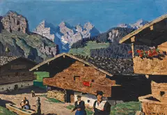 Alfons Walde, Tiroler Bergweiler, 1934, oil on cardboard