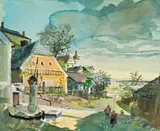 Oskar Laske, Oberalm in Salzburg, watercolour on paper