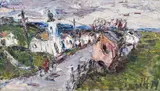 Hans Fronius, Landscape, East Styria, 1979, oil on hardboard