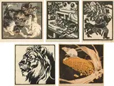 Norbertine Bresslern-Roth, Mixed lot: five wood- and linocuts