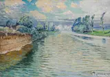 River landscape by Vaclav Radimsky, 1909, oil on canvas, sold Jun 2019