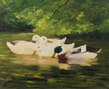 Vojtech Hynek Popelka, Ducks in the pond, 1933, oil on canvas
