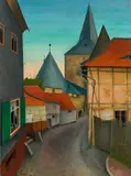 Rudolf Wacker, Am breiten Tor (Goslar), 1926, oil on panel