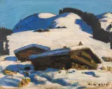 Alfons Walde, Fleckalm mit Berggehöft, c. 1924, oil on cardboard