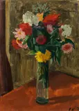 Ferdinand Kitt, Flowers in a vase, 1928, oil on canvas