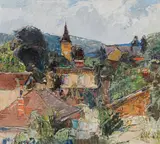 August Rieger, View of Sievering, oil on cardboard