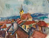 Josef Dobrowsky, Ybbs an der Donau, mixed media on paper
