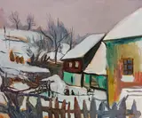 Josef Dobrowsky, Winter landscape, 1947, oil on hardboard