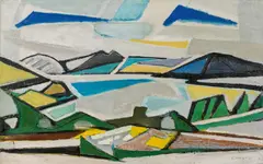 Carl Unger, Attersee landscape, 1951, oil on canvas