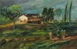 Ernst Huber, Landscape with an approaching storm, 1925, oil on canvas