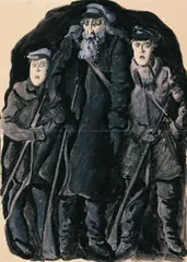 Herbert Ploberger, Volkssturm, 1945, tempera on paper, unframed