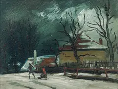 Victor Pipal, Winter landscape, Nußdorf (Am Beethovenweg), oil on cardboard