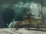 Victor Pipal, Winter landscape, Nußdorf (Am Beethovenweg), oil on cardboard