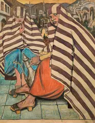 Hans Witt, Turkish women, mixed media on paper, unframed