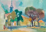 Josef Quittan, Am Pfarrplatz, 19th dictrict, Vienna, watercolour, gouache on paper