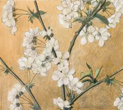 Eduard Stella, Blooming branch II, mixed media on paper
