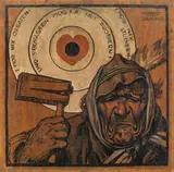 Hubert von Zwickle, I mog nix orbaten, oil on wood panel, unframed