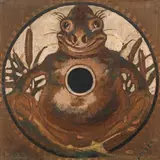 Ferdinand Lorber, Frog, oil on wood panel, unframed