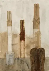 Untitled (Columns) by Walter Pichler, 1985, mixed media on paper; framed, sold Jun 2019