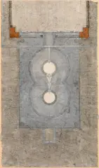 Walter Pichler, Haus für zwei Tröge, Grundriß, 1983, mixed media on paper; framed