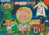 August Walla, Bin der heilige Gott Saärill!, mixed media on paper; framed