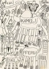 August Walla, Cirkus!, pencil on paper; framed