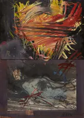 Arnulf Rainer, Christus Übermalung, 1984, Mixed media on silver gelatine print and wood; framed