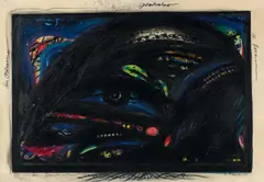 Der Gladiator by Arnulf Rainer, 1967, mixed media on paper; framed, sold Jun 2019