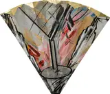 Untitled (Fan) by Christian Ludwig Attersee, 1986, oil, textile on canvas on wood, offered Jun 2019