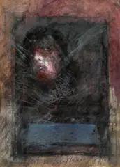 Anton Christian, Geschlagen, 1987, mixed media on paper; framed