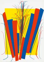 Roland Goeschl, Figur II, 1968, collage, wax crayon on paper; framed